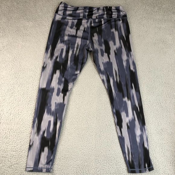 Reebok Leggings Womens Large Gray Blue Stretch Skinny Leg Yoga Workout‎ Gym Logo - Picture 5 of 9